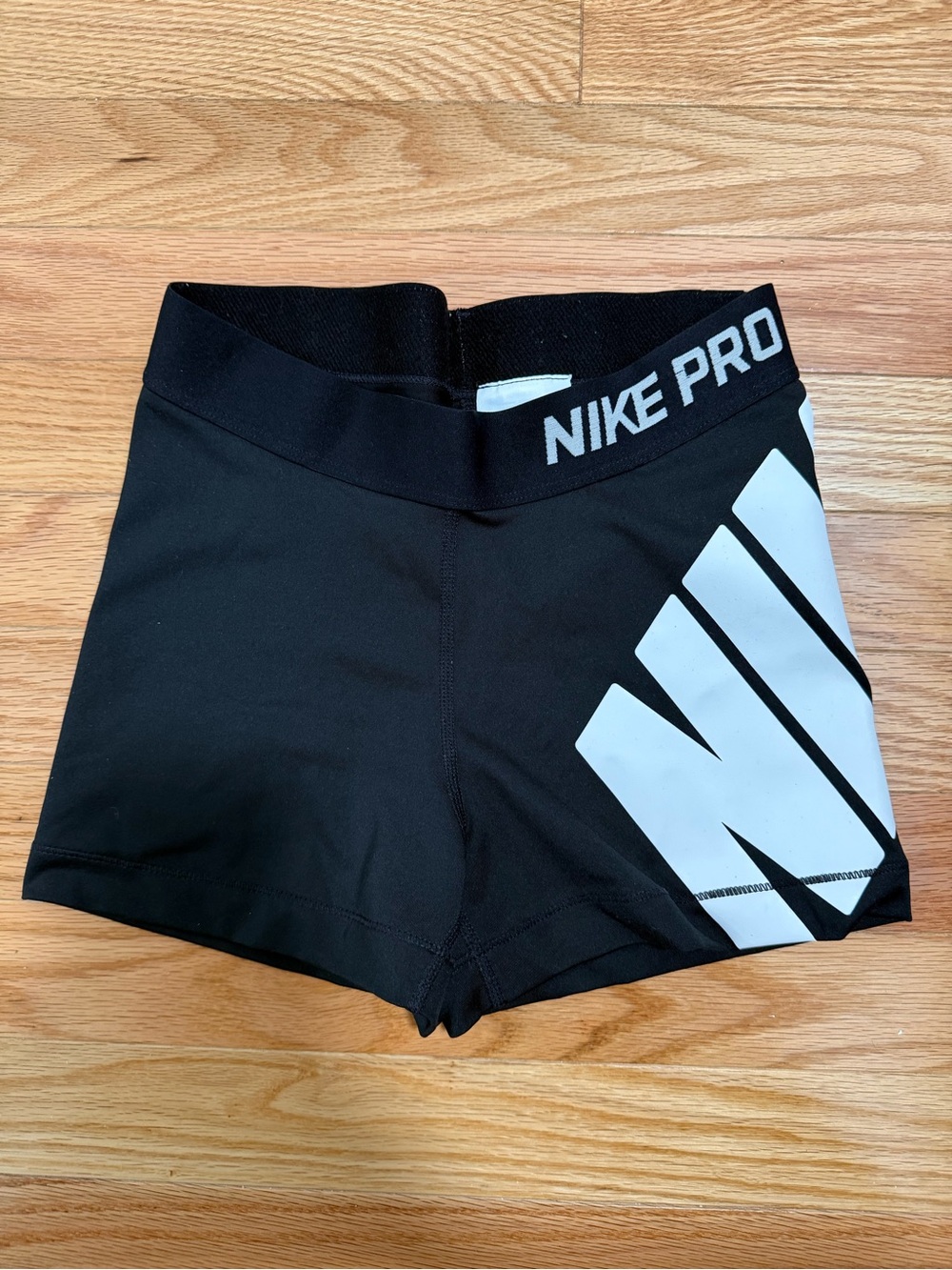 Nike Pro Black Women's Bike Shorts with White Logo